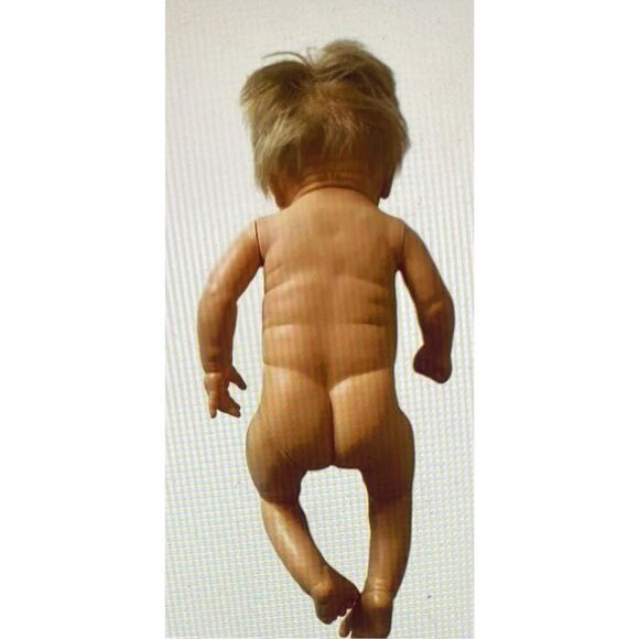 Vintage 1980\'s BERJUSA Anatomically Correct Newborn Boy Baby Doll ~ Rooted Hair